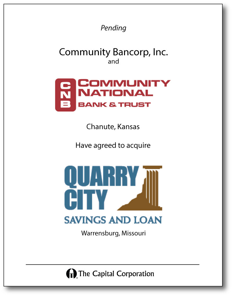 Community Bancorp / Quarry City transaction