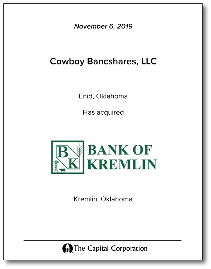 Cowboy Bancshares, LLC
