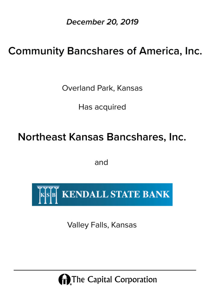 Northeast KS Bancshares transaction