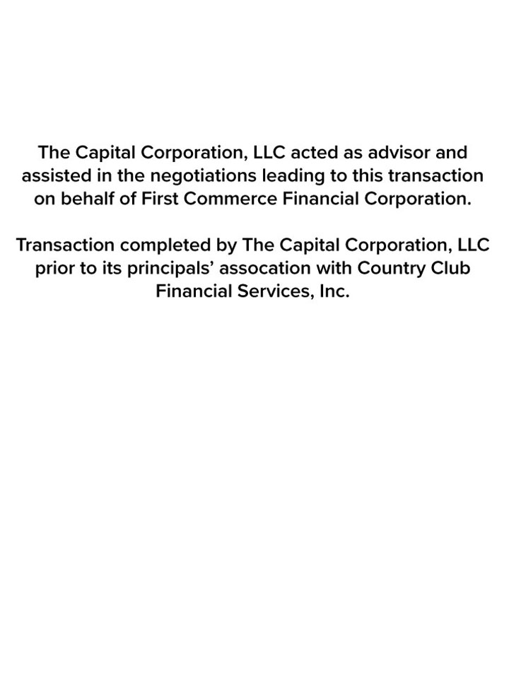First Commerce Financial Corporation transaction