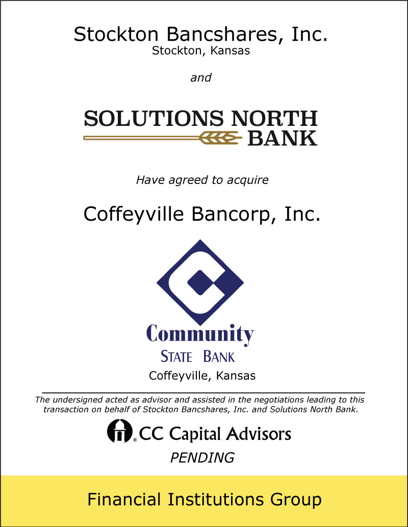 Stockton, Solutions North, Coffeyville Bancorp, Inc., Community State Bank transaction