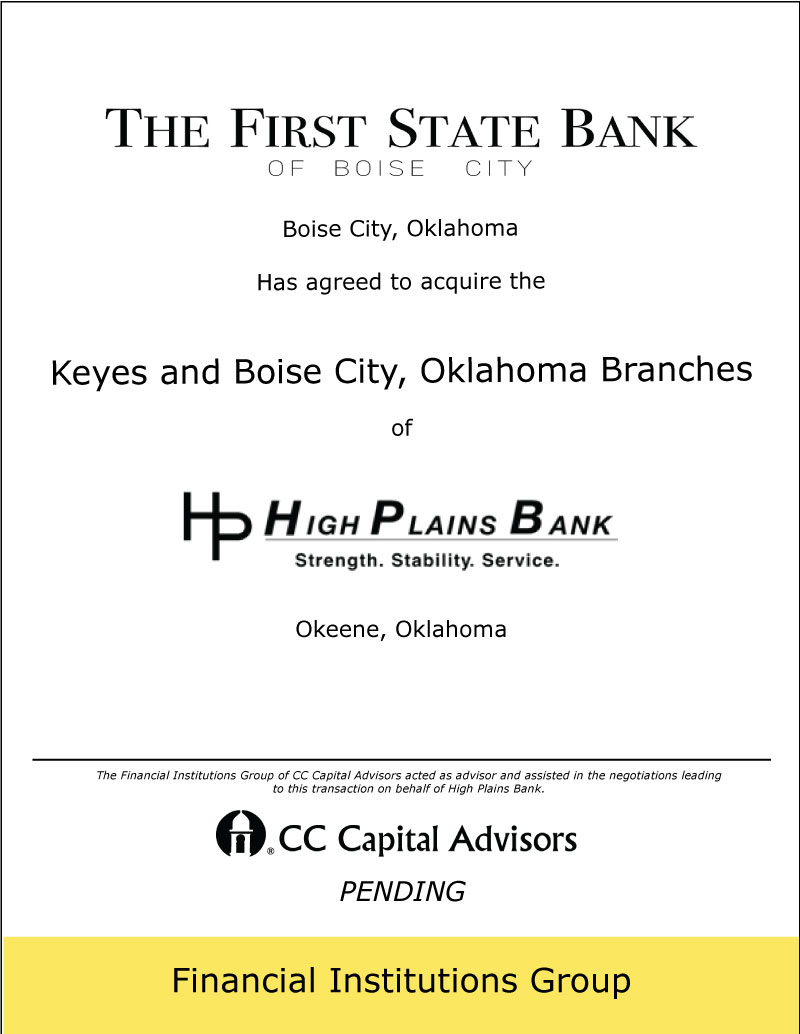 High Plains / First State Bank transaction
