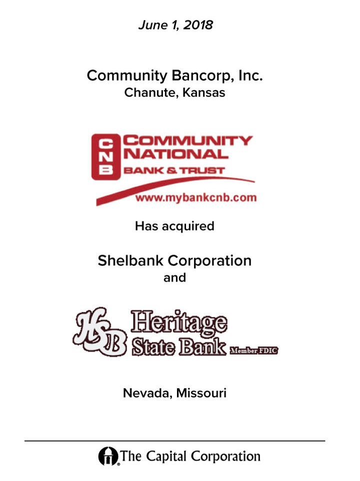 Community Bancorp, Inc. transaction