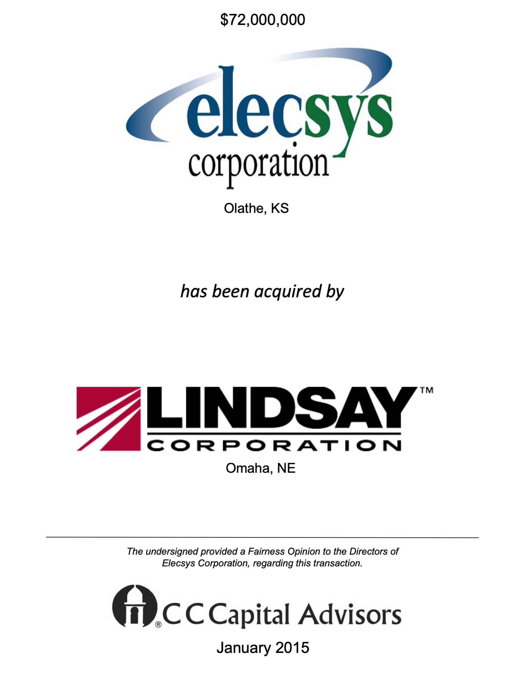 Elecsys Corporation transaction