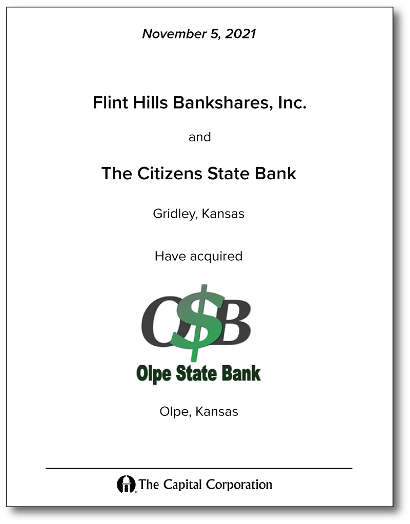 Flint Hills, Citizens and Olpe State Bank