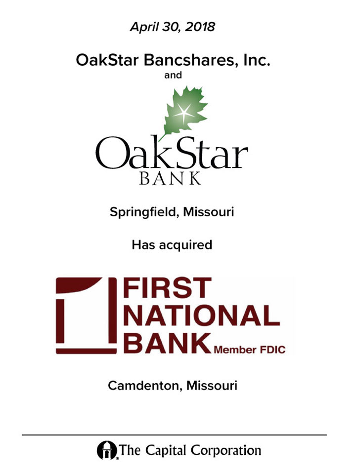 OakStar Bancshares, Inc. transaction