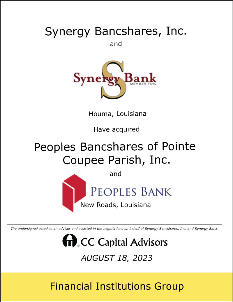 Synergy Bank / Peoples Bank transaction transaction