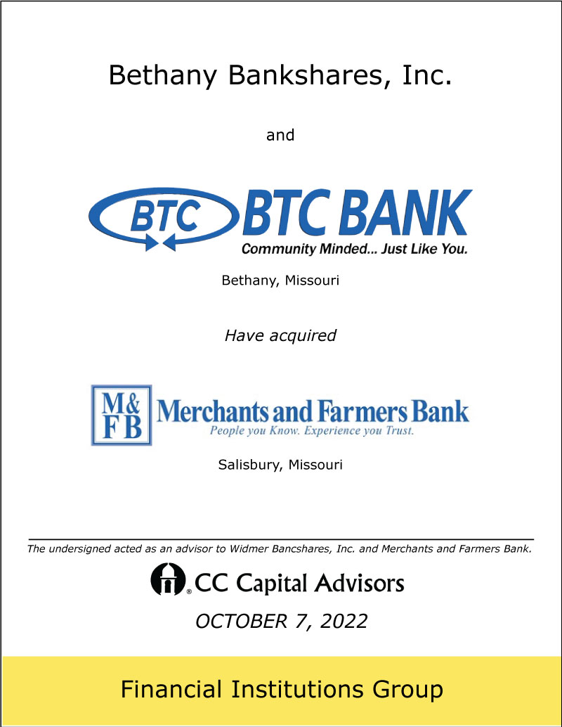 Bethany/BTC/Merchants and Farmers Bank transaction