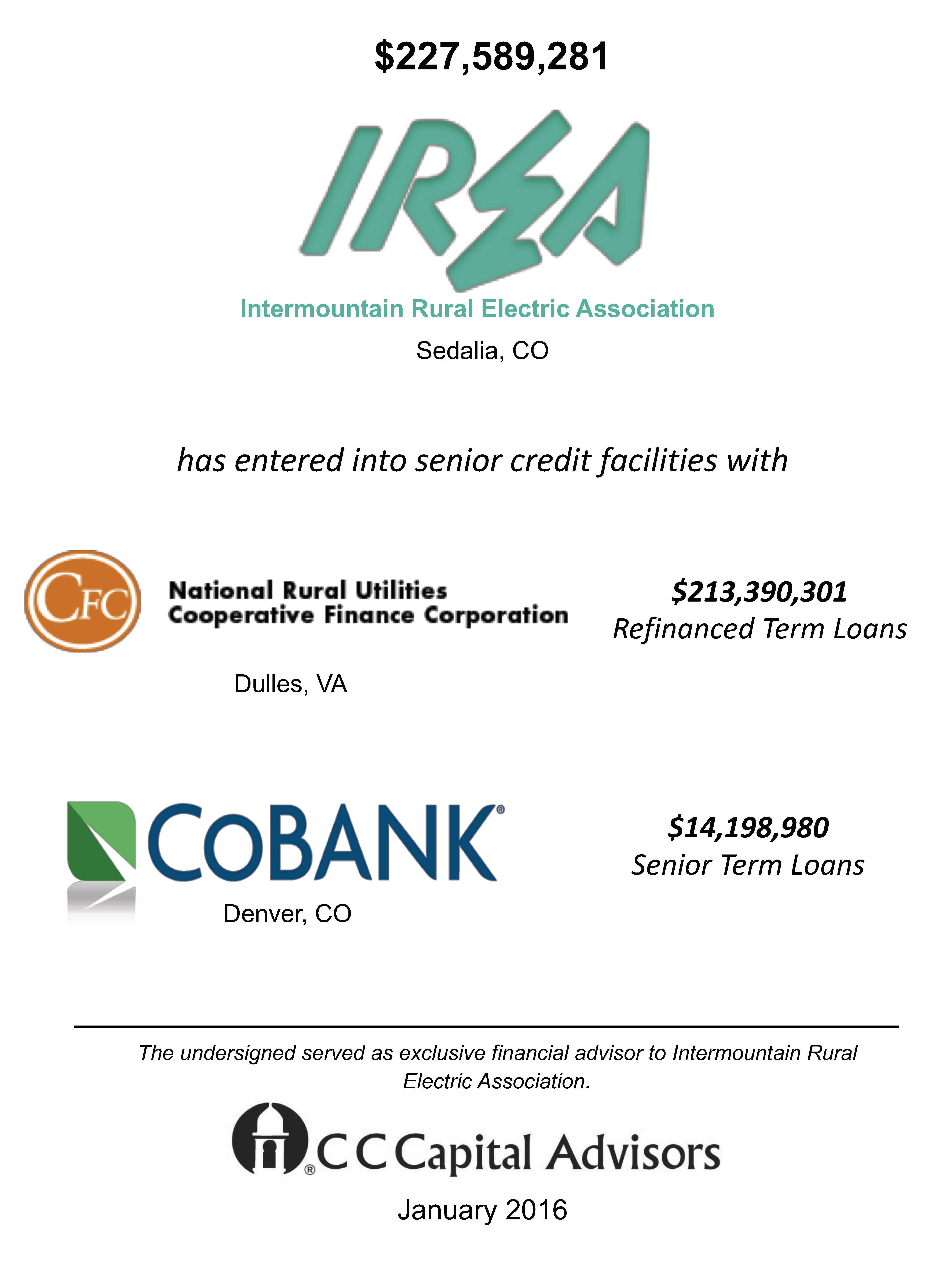 IREA - CoBank transaction