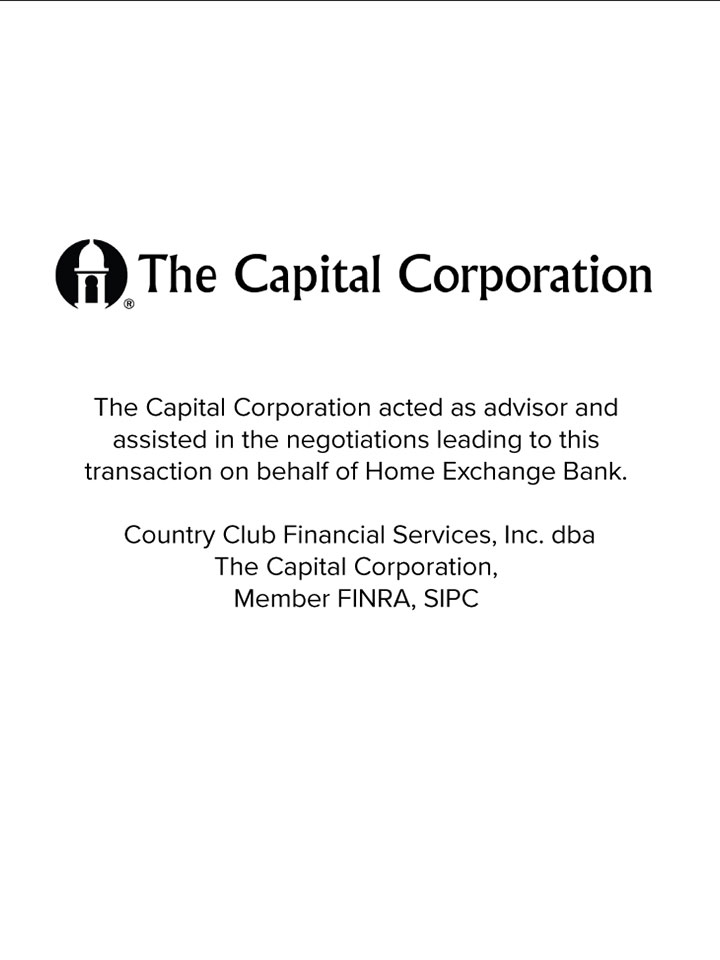 Bethany/Home Exchange Bank transaction
