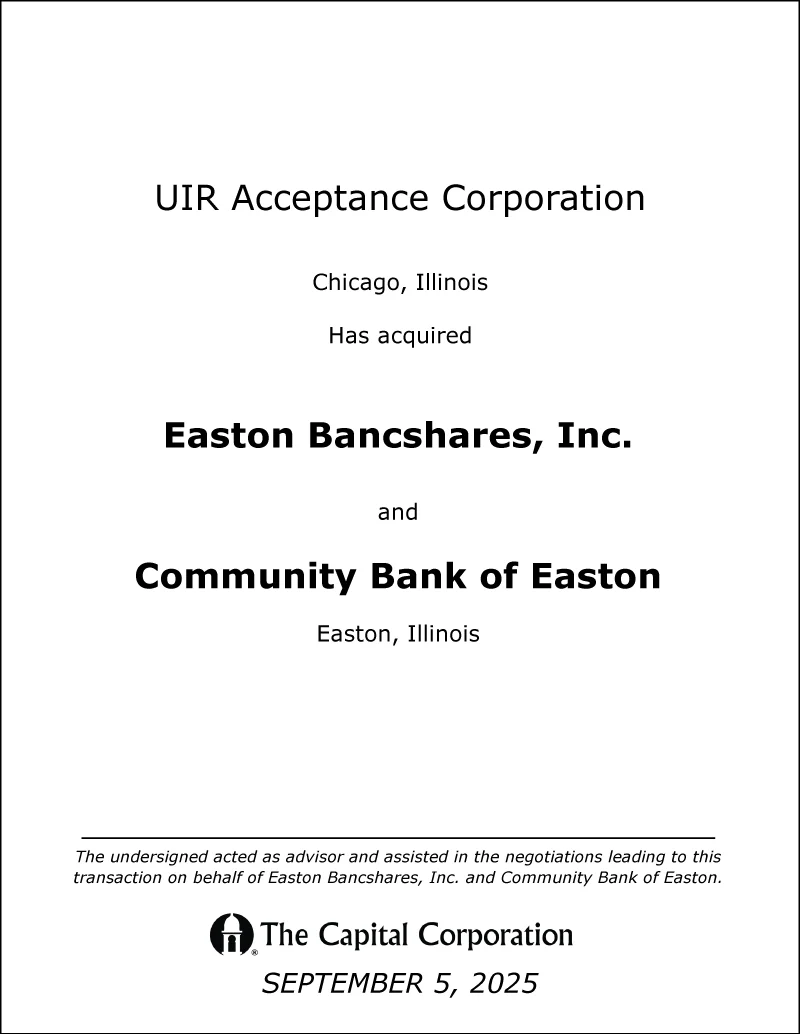 UIR/Easton/Community Bank transaction