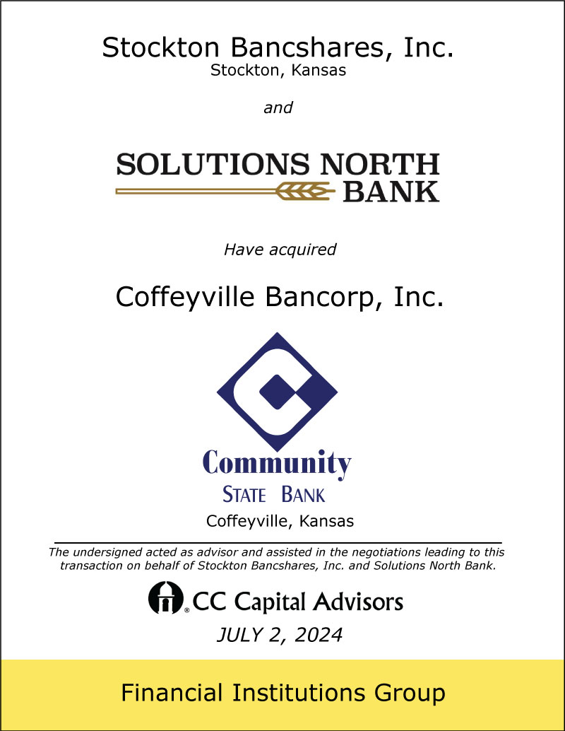 CC Capital Advisors Transactions Financial Institutions Group