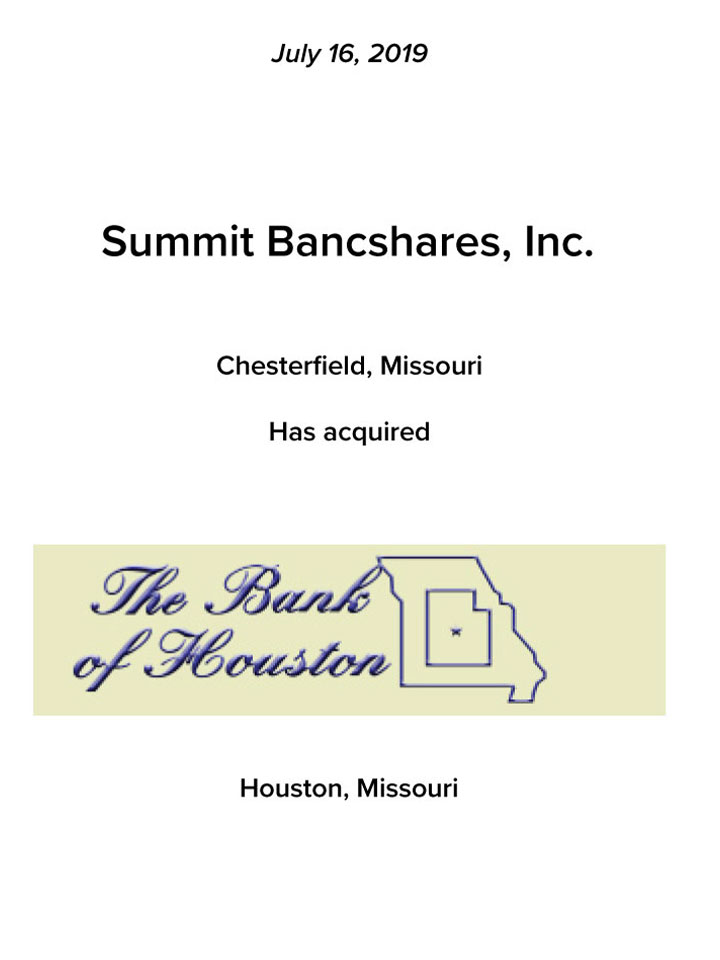 Summit Bancshares, Inc transaction